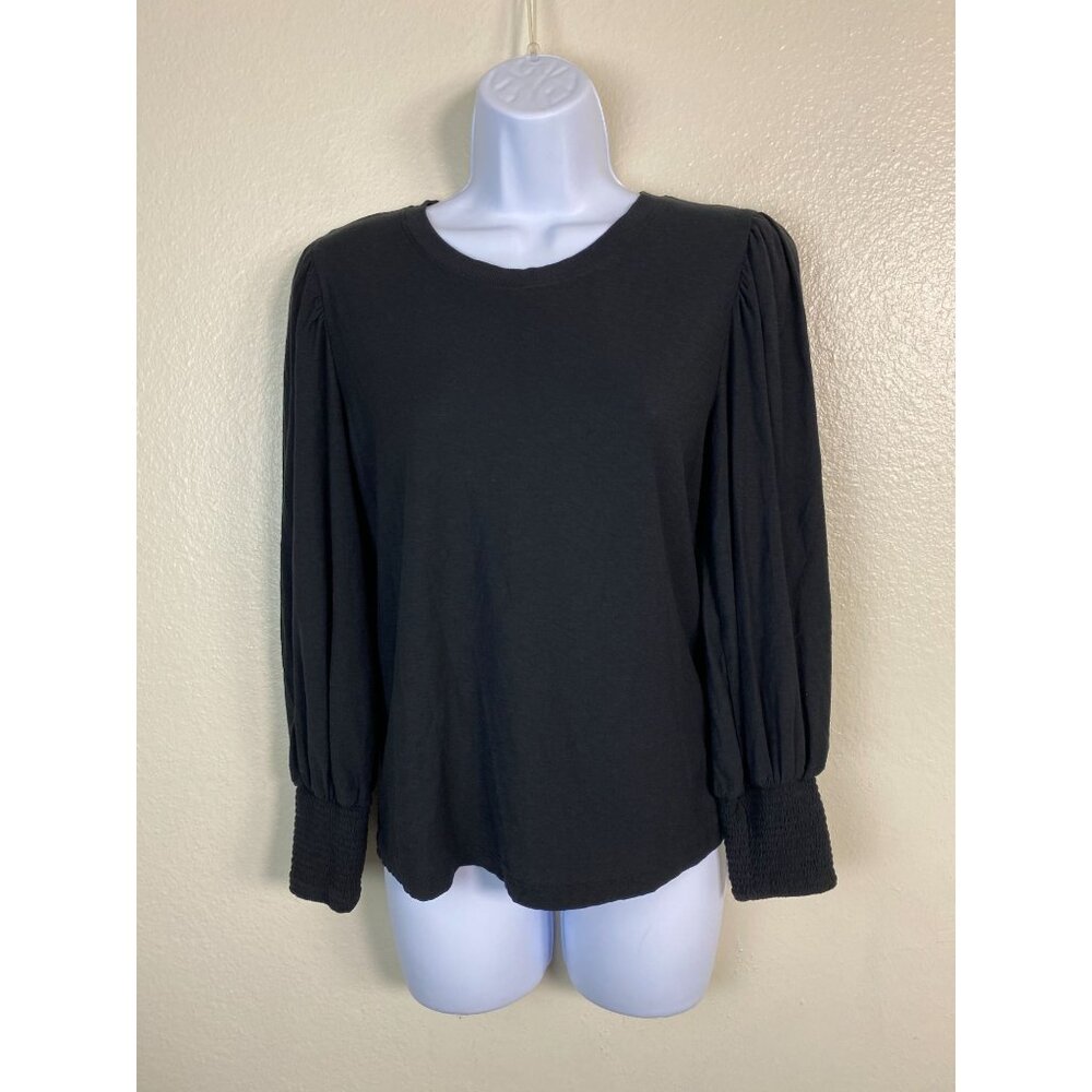 Nation LTD Black Puff Sleeve Top‎ size Medium Black Puff Sleeve Boho Peasant